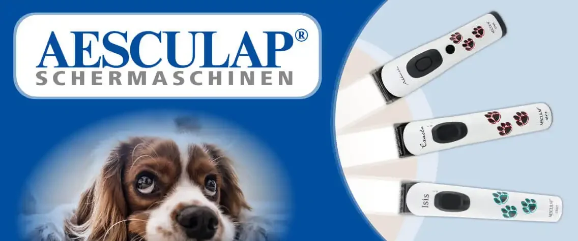 Aesculap Schermaschinen Logo, süßer Hund, Bilder von Schermaschinen