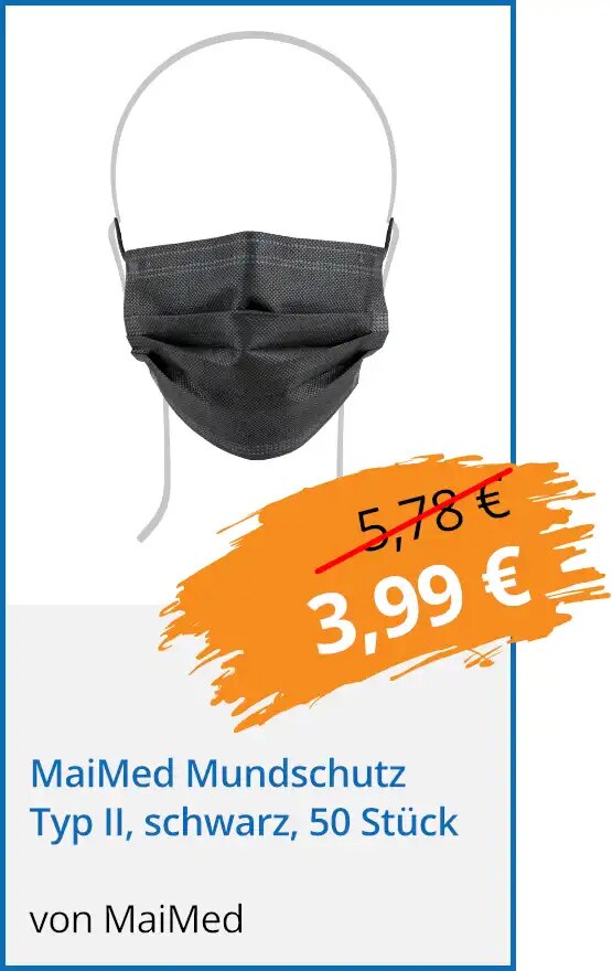 MaiMed Mundschutz Typ II, schwarz, 50 Stück für nur 3,99 €