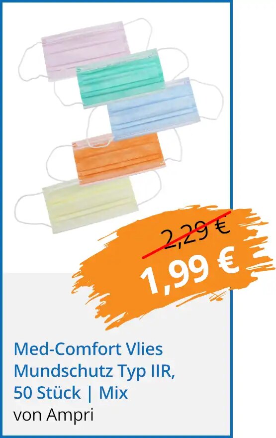 Med-Comfort Vlies Mundschutz Typ IIR, 50 Stück | Mix für nur 1,99 €