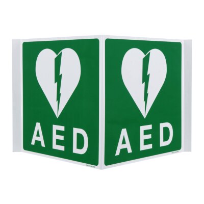 Defib Defibrillator AED rechtwinkliges Nasenschild