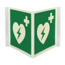 Defib Defibrillator AED rechtwinkliges Nasenschild