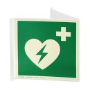 Nasen-/Winkelhinweisschild für Defibrillator 20 x 20 cm