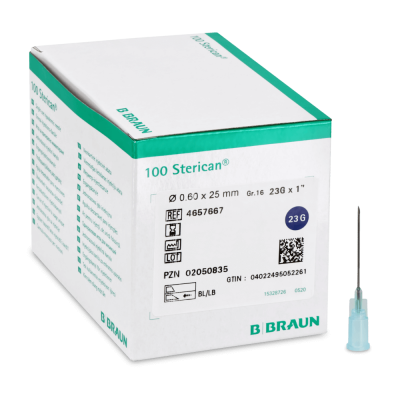 Sterican Kanülen, Luer-Lock, 23 G, blau | 0,60 x 25 mm | 100 Stück