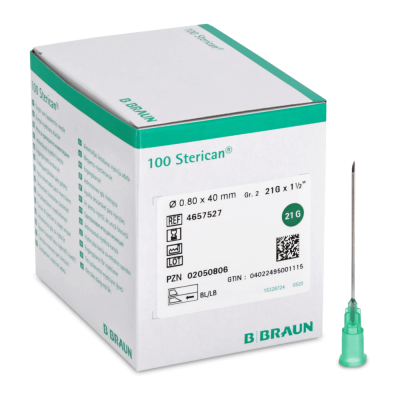 Sterican Kanülen, Luer-Lock, 21 G, grün | 0,80 x 40 mm | 100 Stück