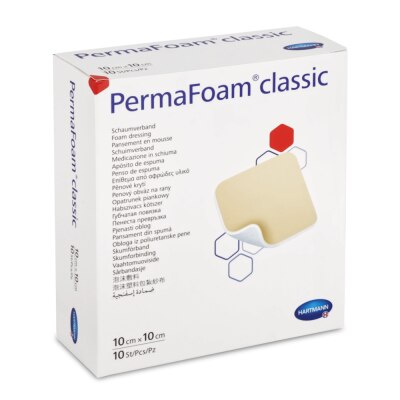 PermaFoam Classic Schaumverband steril | 10 x 10 cm, 10 Stück