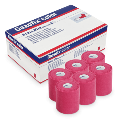Gazofix Color 8 cm x 20 m, pink kohäsive Fixierbinde | 6 Stück