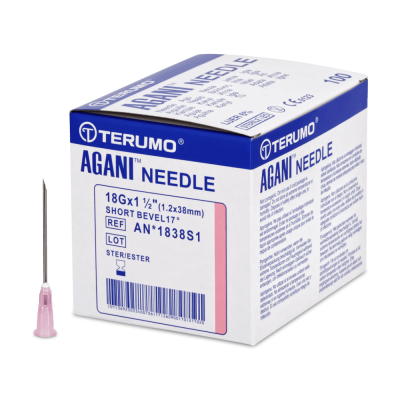 Terumo Agani Einmalkanülen Luer Lock, 18 G, 1,20 x 38 mm, Pink, 100 Stück
