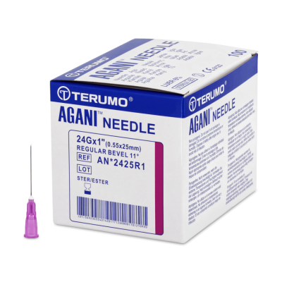 Terumo Agani Einmalkanülen Luer Lock, 24 G, 0,55 x 25 mm, Lila, 100 Stück