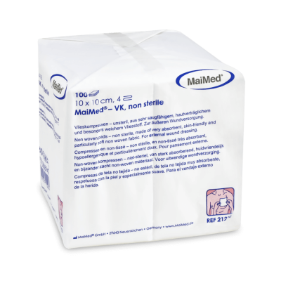 MaiMed Vlieskompresse, 4-fach, unsteril | 10 x 10 cm | 100 Stück