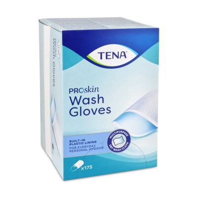 TENA ProSkin Wash Gloves, 175 Stück | mit Folie