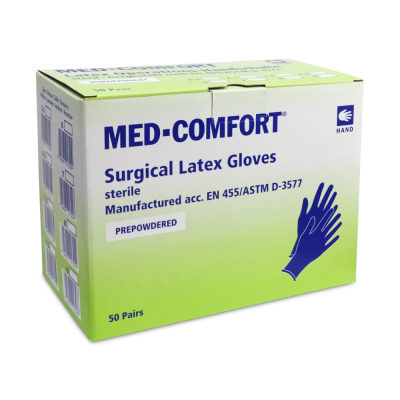 Ampri Med-Comfort Sterile Latex-OP-Handschuhe, gepudert, 50 Paar | Größe 6,5