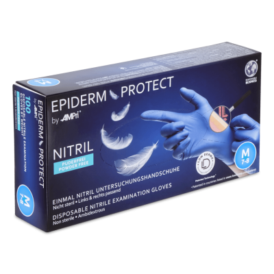 Ampri EpidermProtect Nitril Einmalhandschuhe, Größe M, puderfrei, 100 Stück