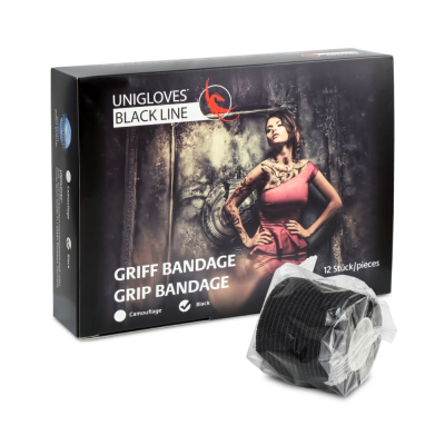 Unigloves Griff Bandage in Schwarz, 5 cm x 4,5 m, 12 Stück | 54 m