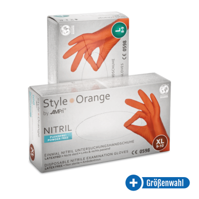 Ampri Nitril-Untersuchungshandschuhe Style Orange, puderfrei, 100 Stück