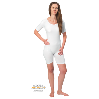 Suprima Pflegebody Kurzarm mit Rückenreißverschluss, weiß | XL