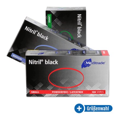 Nitri Handschuhe in Schwarz, puderfrei, 100 Stück