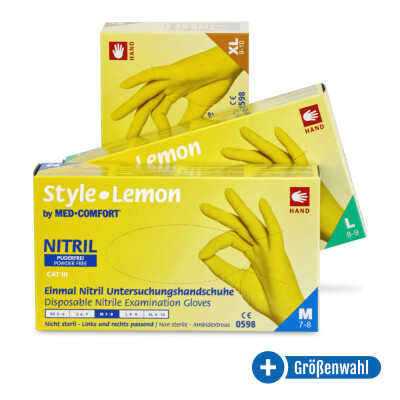 Med-Comfort Style Lemon Nitrilhandschuhe, puderfrei, 100...