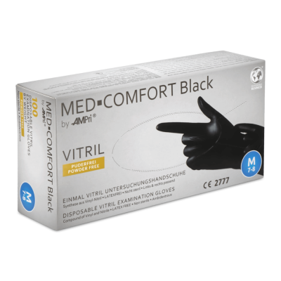 Med-Comfort Vitril Einweghandschuhe, schwarz, 100 Stück | M