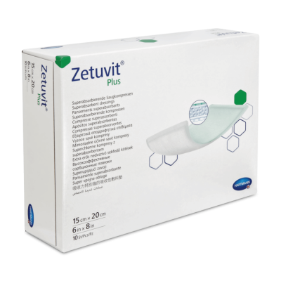 Zetuvit Plus Saugkompressen, steril, 10 Stück | 15 x 20 cm