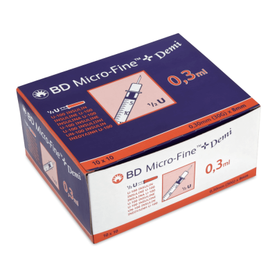 BD Micro-Fine + Demi Insulinspritzen U100 0,3 x 0,8 mm, 30G | 100 Stück