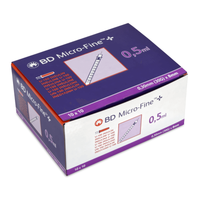 BD Micro-Fine + Insulinspritzen U100 | 0,5 ml, 30 G | 100 Stück