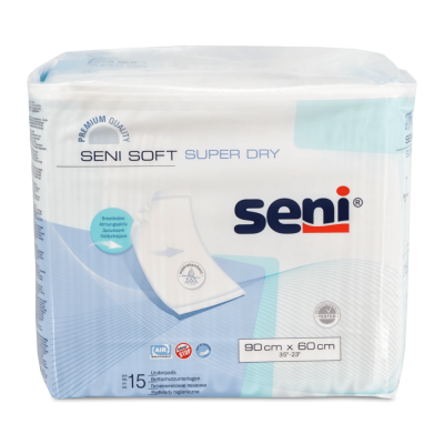 Seni Soft Super Dry Krankenunterlage, 90 x 60 cm | 15 Stück