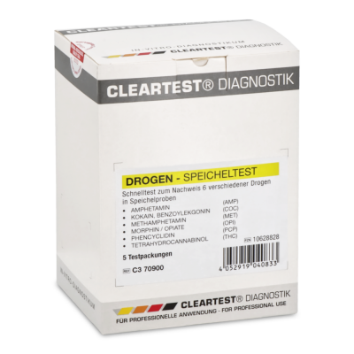Cleartest Drogen-Speicheltest | ECO AMP/MET/OPI/COC/THC/PCP | 5 Stück