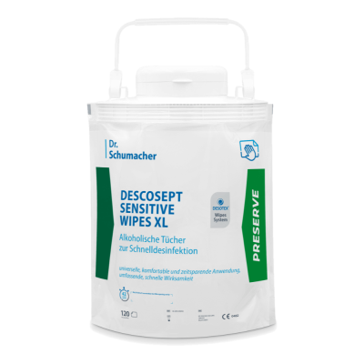 Descosept Sensitive Wipes XL | 120 Tücher in Spenderbox