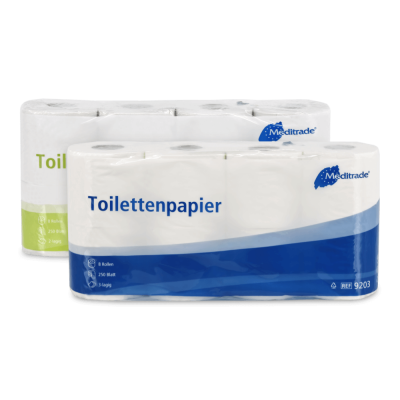 Meditrade Toilettenpapier, 8 Rollen, mehrlagig