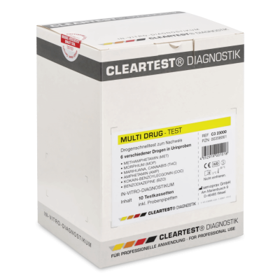 Cleartest Multi Drug Drogentest 6-Fach-Kassetten Methamphetamin | 10 Stück