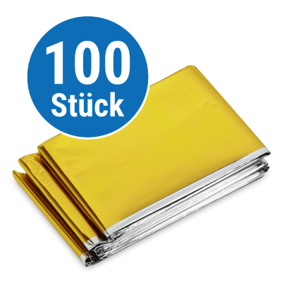 100 x Rettungsdecke Gold/Silber, 210 x 160 cm