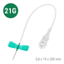Sarstedt Multifly-Kanüle mit Schlauch und Multi-Adapter, 120 Stück | 21G, 0,8 x 19, 200 mm, grün