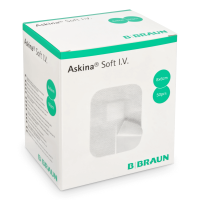 B.Braun Askina Soft I. V., Hypoallergener Fixierverband für Venenverweilkanülen, 6 x 8 cm