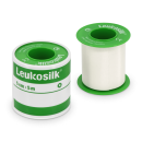 Leukosilk Rollenpflaster, 6 Stück | Mit Schutzring | 5,00 cm x 5 m