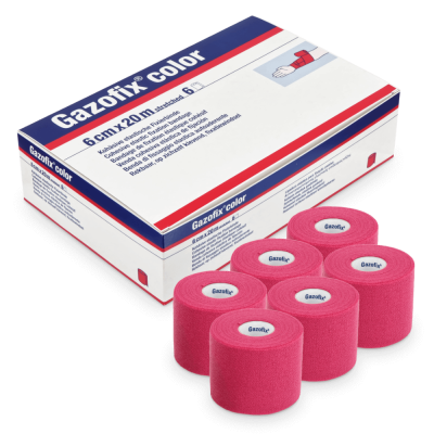 Gazofix Color kohäsive Fixierbinde, 6 cm x 20 m, 6 Stück | Pink
