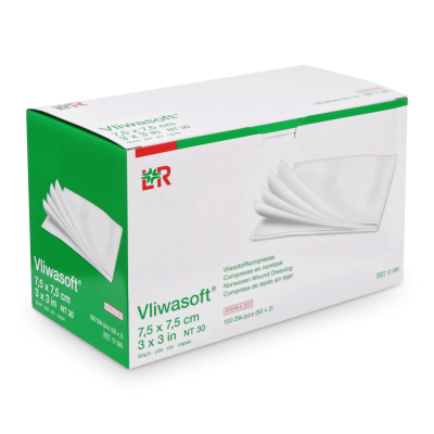 Vliwasoft 7,5 x 7,5 cm, steril, 6-lagig Vliesstoffkompressen | 50 x 2 Stk