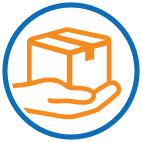 medplus-Icon Zustellung: Hand mit Paket