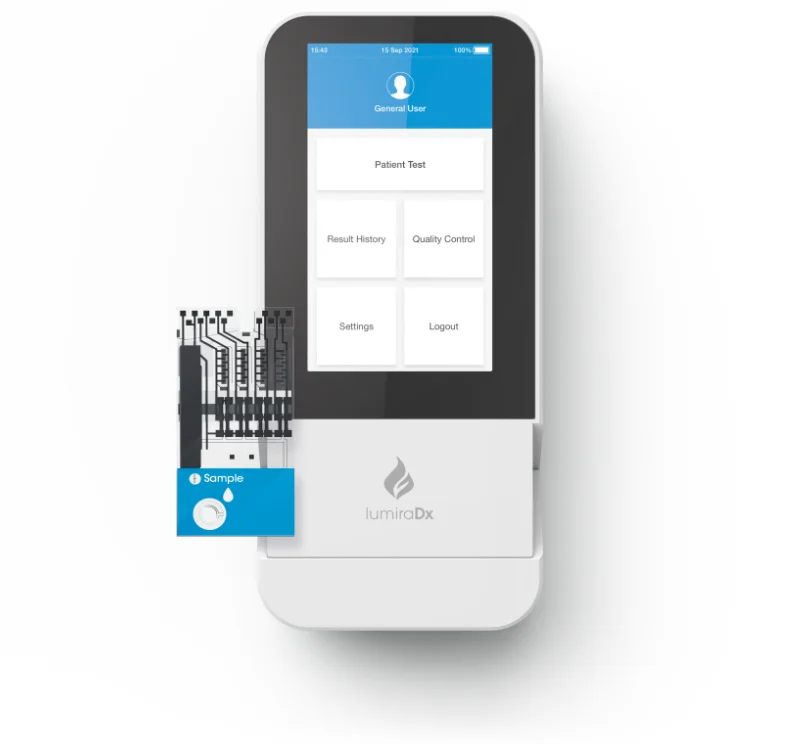 LumiraDx Platform mit Teststreifen