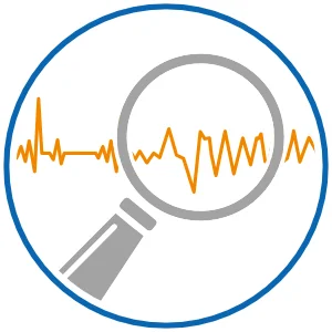 Grafik: Graph von Herzschlag mit Lupe