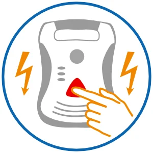 Grafik: Defibrillator Knopf Schock auslösen betätigt