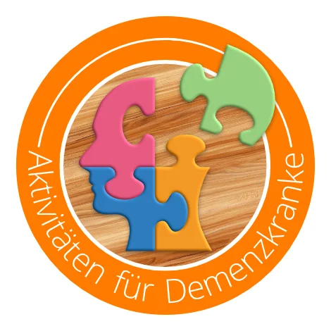 Icon Aktivitäten für Demenzkranke, Grafik ein Kopfpuzzle in dem ein Stück fehlt