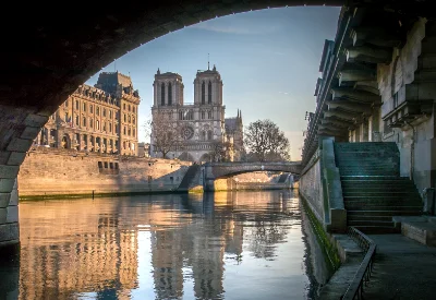 Blick von der Seine auf Notre Dame